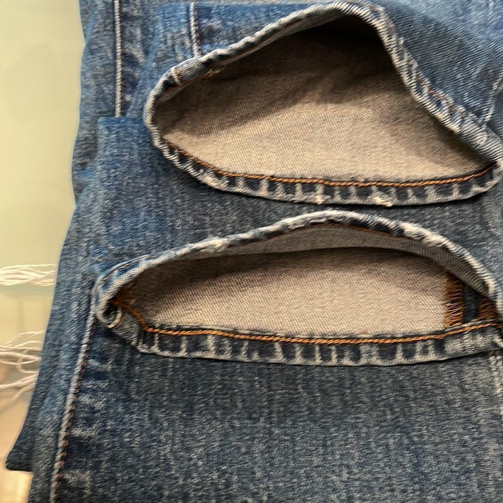 Madewell jeans 27 the slim boyjean blue distressed including crutch area - Picture 14 of 14